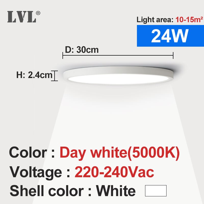 Modern LED Ceiling Light 12W 18W 24W 32W 220V 5000K Kitchen Bedroom Bathroom Lamps Ultrathin Ceiling Lamp