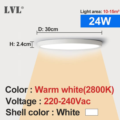 Modern LED Ceiling Light 12W 18W 24W 32W 220V 5000K Kitchen Bedroom Bathroom Lamps Ultrathin Ceiling Lamp