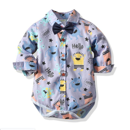 2023 Classic plaid bodysuit for baby wearing 1-2-3 birthday party gentleman baby store body boy costume funny tie baby clothes