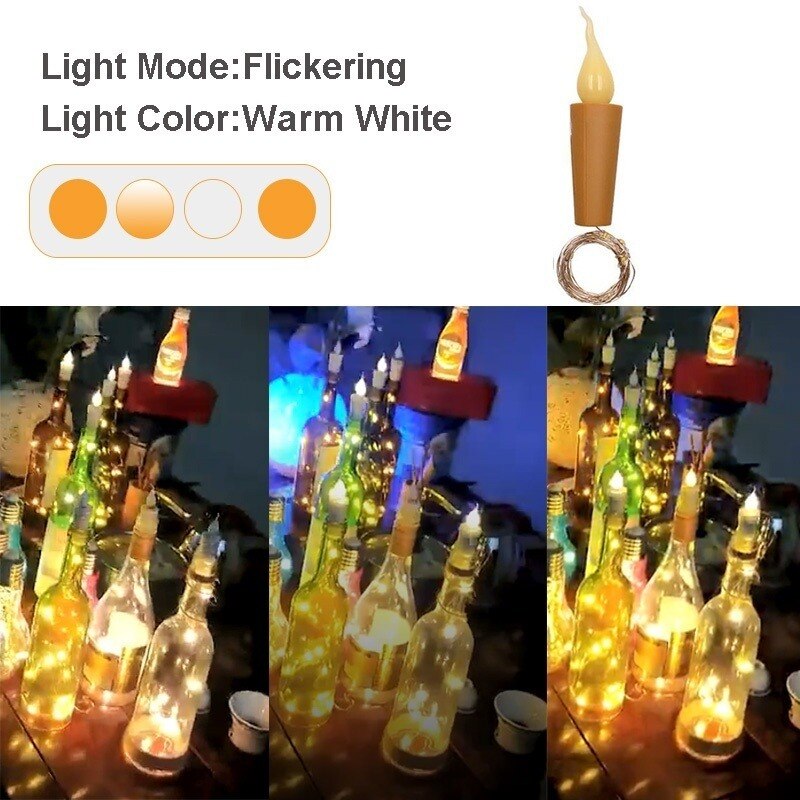 LED Candle Wine Bottle Lights with Cork 90cm 10 LEDs Fairy String Lights Copper Wire Holiday Lighting for Festival Party Decor