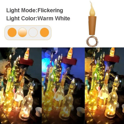 LED Candle Wine Bottle Lights with Cork 90cm 10 LEDs Fairy String Lights Copper Wire Holiday Lighting for Festival Party Decor