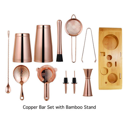 Cocktail Shaker Bar Set: Weighted Boston Shakers, Cocktail Strainer Set,Jigger, Cocktail Muddler,Spoon, Ice Tong,Pourers