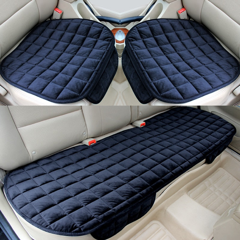 Car Seat Cover Car Accessory Front Rear Flocking Cloth Winter Warm Cushion Breathable Protector Mat Pad Universal Auto Interior