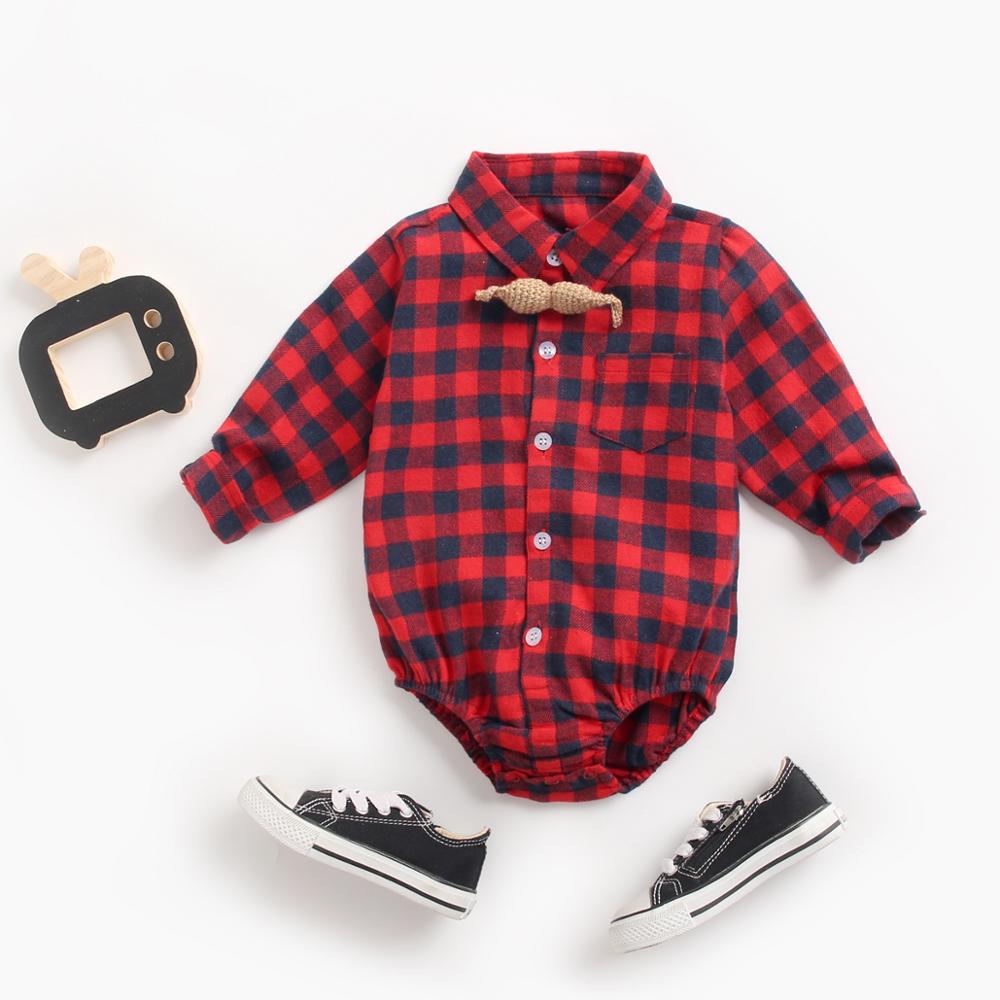 Sanlutoz Cotton Long Sleeve Baby Bodysuits Plaid Fashion Baby Boys Clothes Autumn Infants Baby Clothing