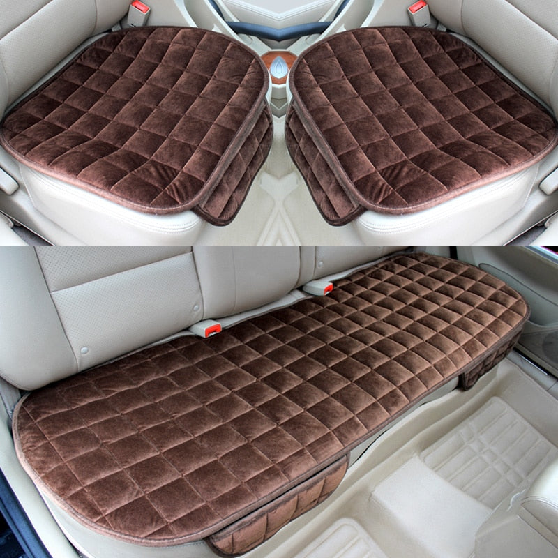 Car Seat Cover Car Accessory Front Rear Flocking Cloth Winter Warm Cushion Breathable Protector Mat Pad Universal Auto Interior