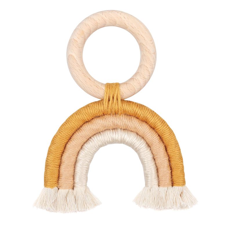 Baby Teether Crochet Wood Rring Rattle Food Grade Wooden Products DIY Crafts Teething Toys