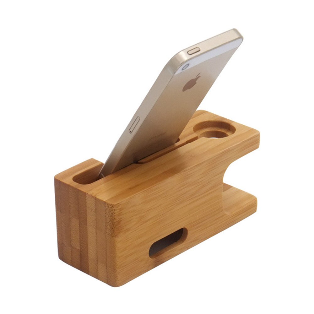 Wooden Charging Dock Station for Mobile Phone Holder Stand Bamboo Charger Stand Base For Apple Watch 7 6 5 4 3 SE and For iphone