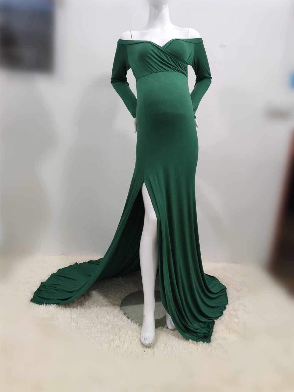 Sexy Shoulderless Maternity Dresses For Photoshoot Maxi Gown Baby Shower Women Pregnant Photography Clothes Long Pregnancy Dress