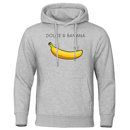 Dolce &amp; Banana Printing Men&#39;s Sweatshirt Fashion Casual Hoodies Autumn Loose Pullover Tops Pocket Fleece Warm Sportswear Male