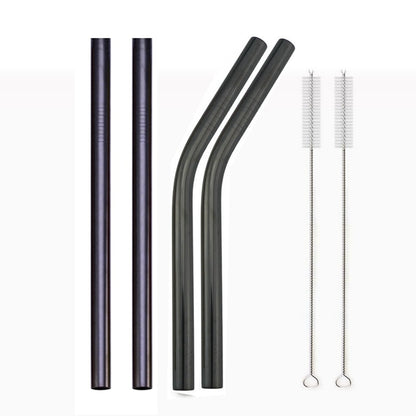 4Pcs Colorful 12mm Reusable Metal Boba Straws with 2 Brush 304 Stainless Steel Straws Set Bar Drinking Bent Straw for Bubble Tea