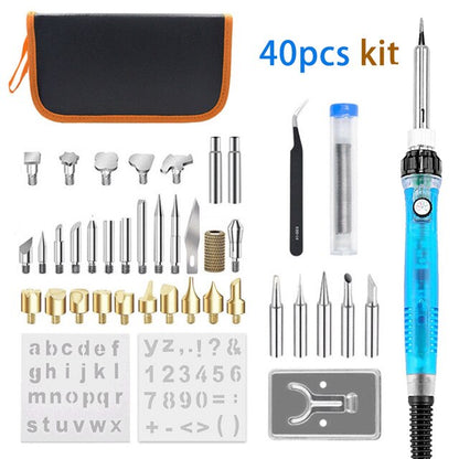 DIY 99Pcs wood burning kit heat transfer gourd engraving tool with switch thermostat soldering iron pen kit 302-842℉