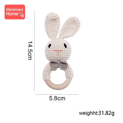 1Pc Baby Wooden Teether Crochet Giraffe Rattle Toy BPA Free Wood Rodent Rattle Baby Mobile Gym Custom logo Educational Toys