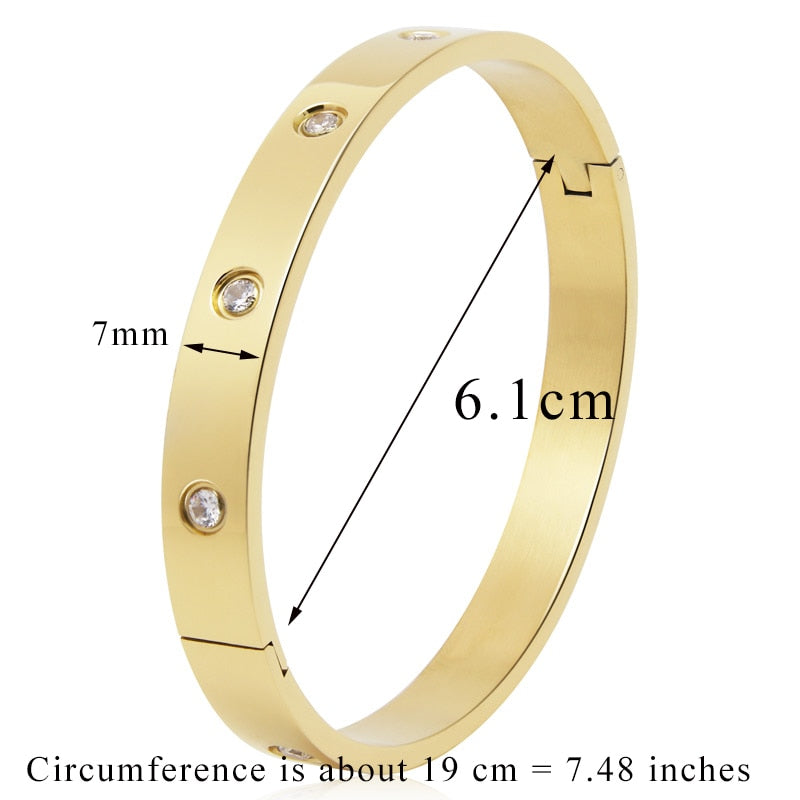 Beautiful Lovers Bracelets Woman Bracelets Stainless Steel Bangles and Bangles Cubic Zirconia Golden Woman Jewelry Gifts