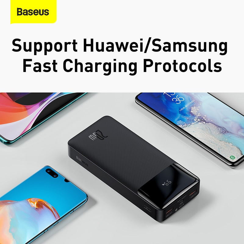 Baseus Power Bank 20000mAh Portable Charger Powerbank 10000mAh External Battery PD 20W Fast Charging For iPhone Xiaomi PoverBank