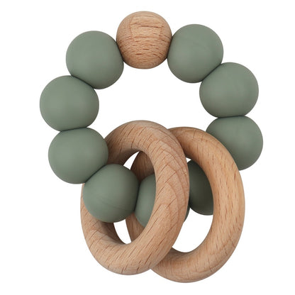 Baby Health Nursing Bracelets Teether Baby Toys Silicone Beads Wooden Ring Teething Wood Rattles Fidget Toys Newborn Accessories