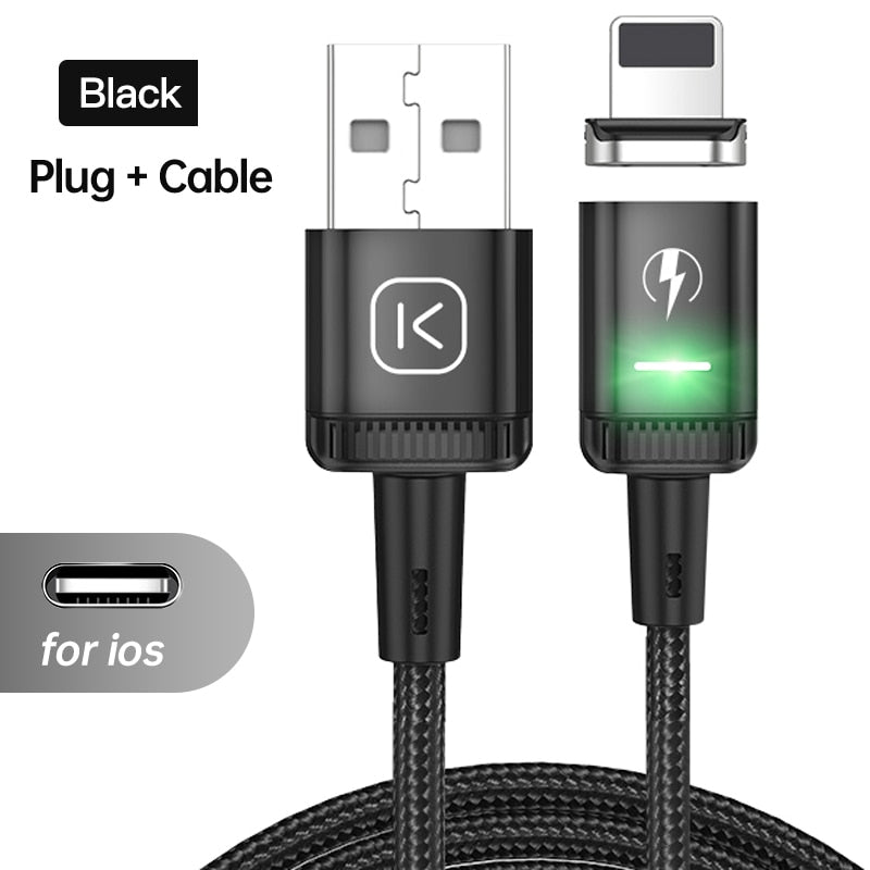 KUULAA-Cable USB magnético LED 3A de carga rápida tipo C, cargador magnético, Cable Micro USB para iPhone, xiaomi, poco y samsung