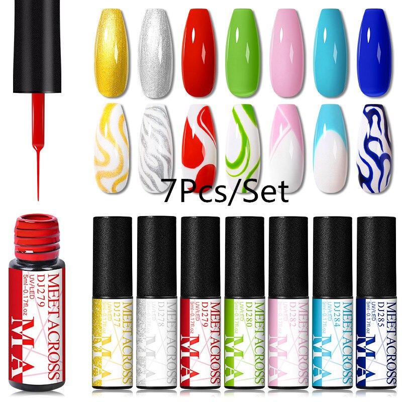 MEET ACROSS 6/12Pcs Nail Liner Gel Set Line Polish Gel Kit Nail Art Design For UV Paint Nail Drawing Polish DIY Painting Varnish