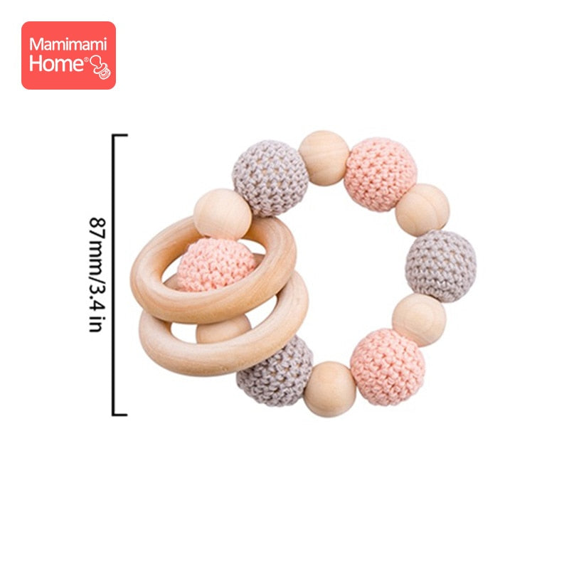 1Pc Baby Wooden Teether Crochet Giraffe Rattle Toy BPA Free Wood Rodent Rattle Baby Mobile Gym Custom logo Educational Toys