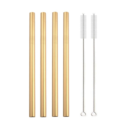 4Pcs Colorful 12mm Reusable Metal Boba Straws with 2 Brush 304 Stainless Steel Straws Set Bar Drinking Bent Straw for Bubble Tea