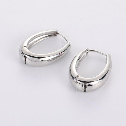 2021 New Classic Copper Alloy Smooth Metal Hoop Earrings For Woman Fashion Korean Jewelry Temperament Girl&#39;s Daily Wear earrings