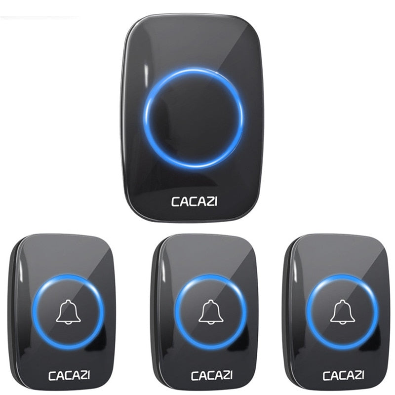 CACAZI 60 Chime 110DB 300M Wireless Doorbell Waterproof Remote EU AU UK US Plug Smart Door Bell Battery 1 Button 1 2 3 Receiver