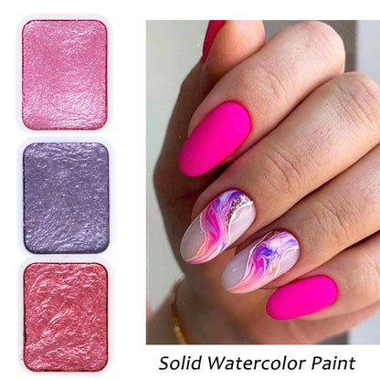 Nail Art Pigment Glitter Set Solid Metallic Watercolor Paint Chrome Powder Gradient Marble Effect Shimmer Manicure Dust NT1915