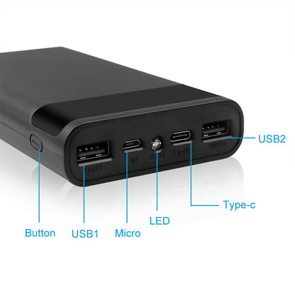kebidumei Dual USB Micro USB Type C Power Bank Shell 5V DIY 4/6*18650 Case Battery Charge Storage Box Without Battery