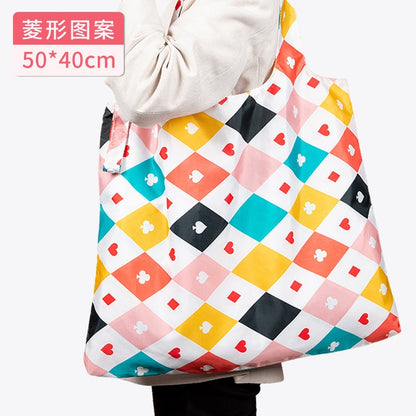 Foldable supermarket shopping bag portable hand-held grocery bag large-capacity eco friendly reusable shopping bag storage bag