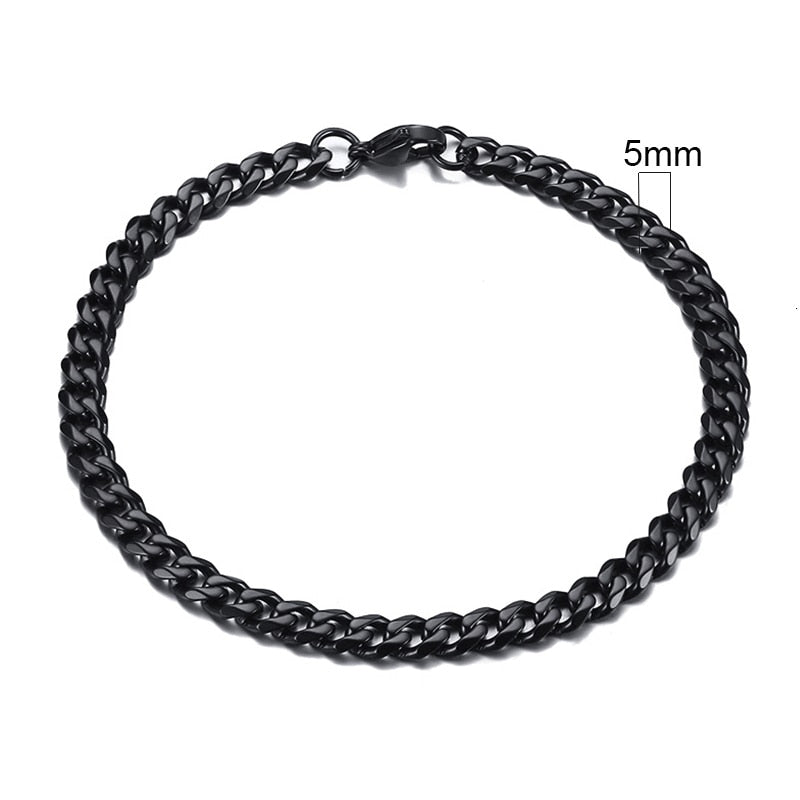 Vnox Mens Simple 3-11mm Stainless Steel Curb Cuban Link Chain Bracelets for Women Unisex Wrist Jewelry Gifts