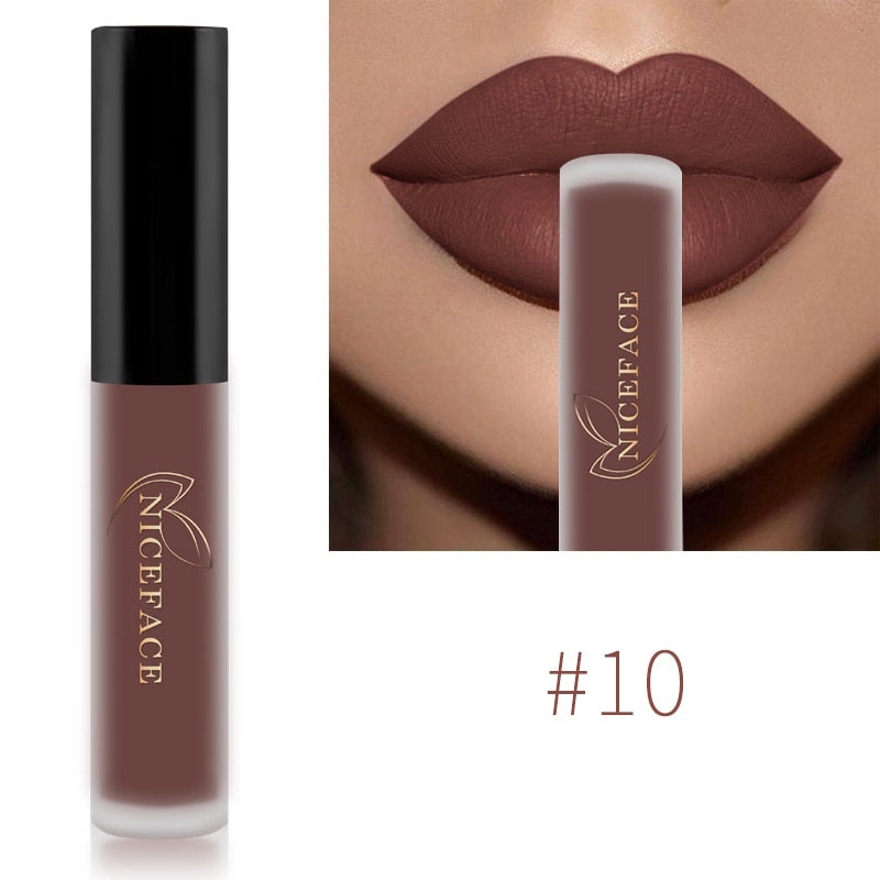 NICEFACE Nude Liquid Lipsticks Waterproof Velvet Matte Lip Gloss Long Lasting Non-stick Cup Lip Tint Makeup Pigment Cosmetics