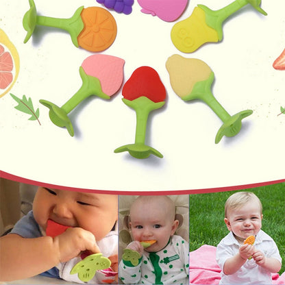 Baby Teething Toys BPA Free Soft Silicone Baby Fruit Teethers Toys Baby Training Massaging Textured Teether Molar Teeth Soother