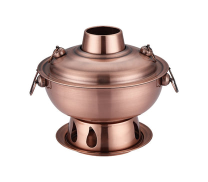 1.8 Liters High Quality  Stainless Steel Hot Pot, Chinese Fondue Lamb Chinese Charcoal Hotpot Outdoor Cooker Picnic Cooker