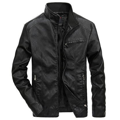 FGKKS Brand Warm Men Leather Jacket Mens Leather Motorcycle Standing Collar Motorcycle Style Men&#39;s Leather Jackets