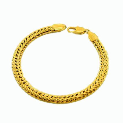 Wholesale Pure Gold Color 6.5MM Width Bracelet For Men 20CM.Fashion Original 24k GP Women men&#39;s Jewelry Gift