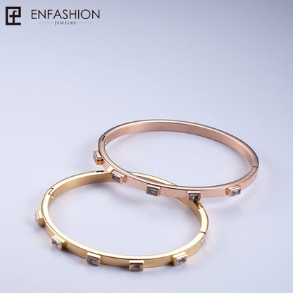 Enfashion Zirconia Crystal Cuff Bracelet Manchette Gold color Stainless Steel Bangle Bracelet For Women Bracelets Bangles 172002