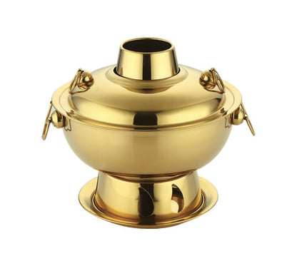 1.8 Liters High Quality  Stainless Steel Hot Pot, Chinese Fondue Lamb Chinese Charcoal Hotpot Outdoor Cooker Picnic Cooker