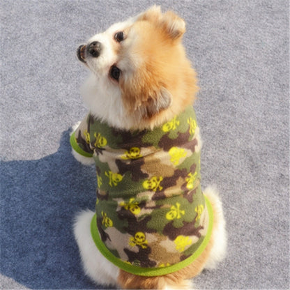 Warm Fleece Pet Dog Clothes Cute Skull Printed Pet Coat Puppy Dogs Shirt Jacket French Bulldog Pullover Camouflage Dog Clothing