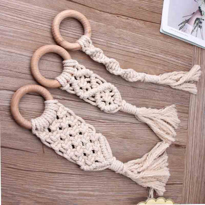 Baby Teether Crochet Wood Rring Rattle Food Grade Wooden Products DIY Crafts Teething Toys