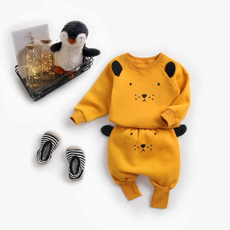 Baby Suit Autumn Winter Baby Boy Cartoon Cute Clothing Pullover Sweatshirt Top + Pant Clothes Set Baby Toddler Girl Outfit Suit