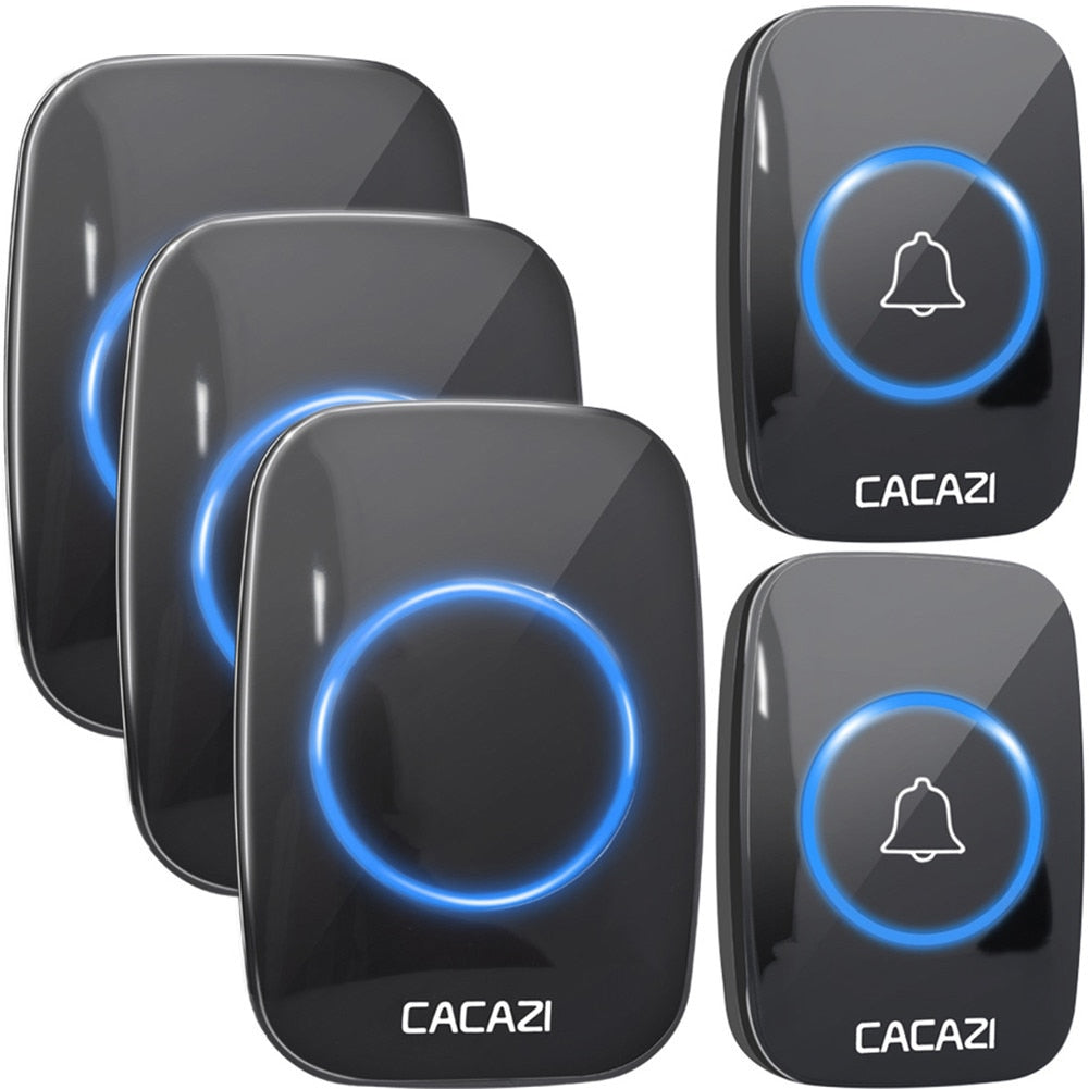 CACAZI 60 Chime 110DB 300M Wireless Doorbell Waterproof Remote EU AU UK US Plug Smart Door Bell Battery 1 Button 1 2 3 Receiver