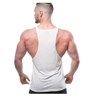 Men Summer New Fashion Casual Brand Vest Polyester fabric Mesh Quick drying Breathable Men Gyms Fitness Bodybuilding Tank Tops