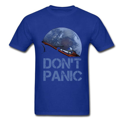 Novelty Occupy Earth SpaceX Starman T Shirt Man 100% Cotton Elon Musk Space X T-Shirt Summer Camiseta Mens Tshirt Don&#39;t Panic