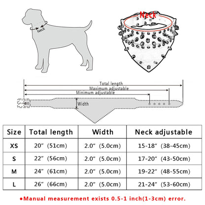 Leather Dog Bandana Scarf Bibs Collar Spikes Spiked Dog Collar Leather Pet Dogs Collar For Medium Large Pet Pitbull Mastiff