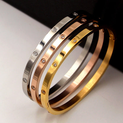 Beautiful Lovers Bracelets Woman Bracelets Stainless Steel Bangles and Bangles Cubic Zirconia Golden Woman Jewelry Gifts