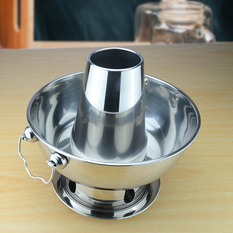 1.8 Liters High Quality  Stainless Steel Hot Pot, Chinese Fondue Lamb Chinese Charcoal Hotpot Outdoor Cooker Picnic Cooker