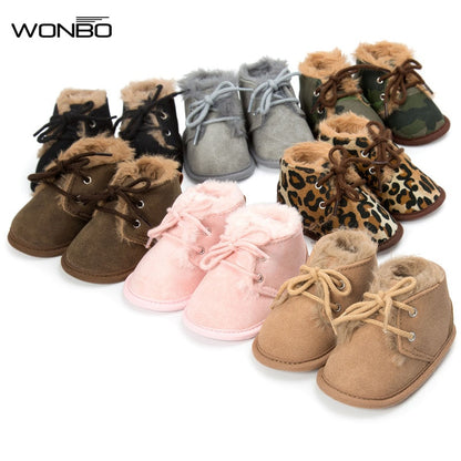 Kids New Toddler Infant Newborn Baby Boy Girl Winter Fur Snow Boots Warm Shoes Booties Casual Leopard Little Kids Strappy Shoes