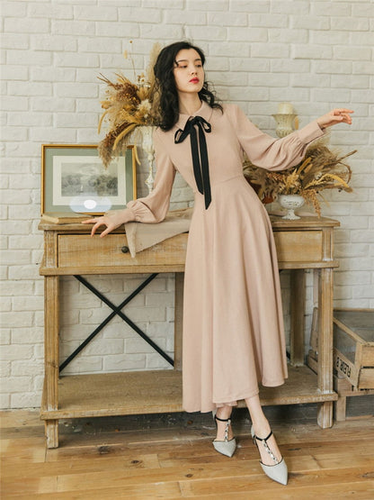 2019 new fashion women&#39;s dresses Spring French retro slim waist basic dress