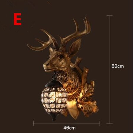 Nordic Crystal Wall Lamps Deer Head Lamp Bedroom Dining Room Bar Cafe Light Home Vintage Decoration Wall Light Free Shipping