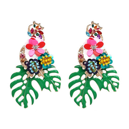 JURAN New Long Dangle Resin Green Leaves Earrings Party Jewelry Accessories Handmade Fashion Acrylic Earrings for Women 2023