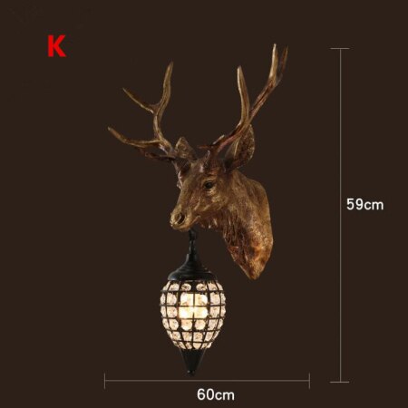 Nordic Crystal Wall Lamps Deer Head Lamp Bedroom Dining Room Bar Cafe Light Home Vintage Decoration Wall Light Free Shipping